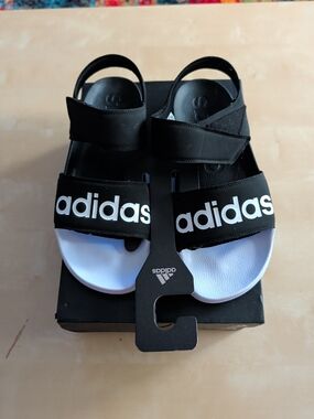 Adidas Black & White Women's Slide Sandals Size 11 NEW